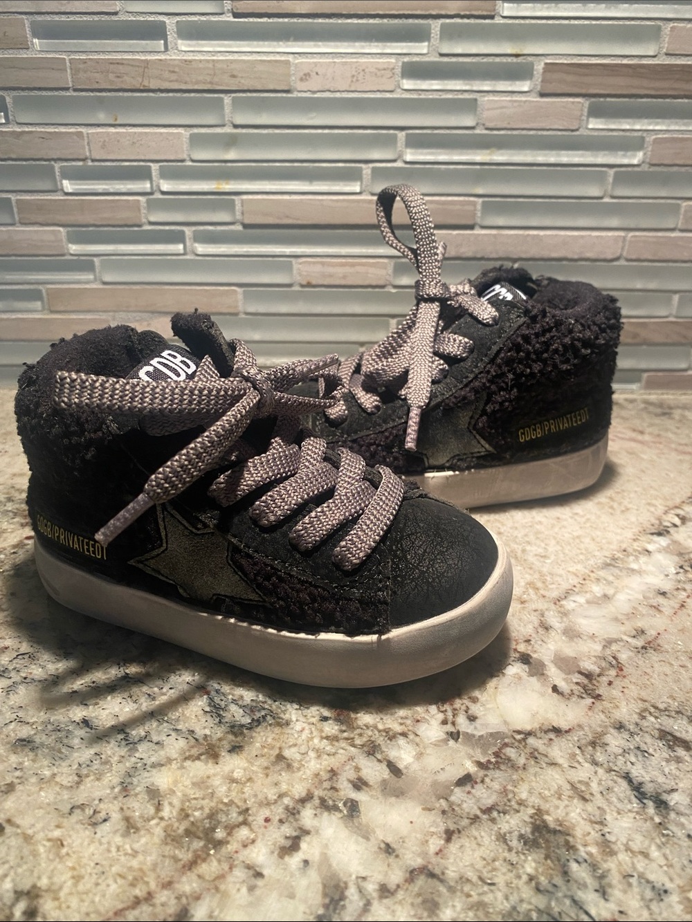 Golden Goose Kids Black High-Top Sneakers with Gray Laces